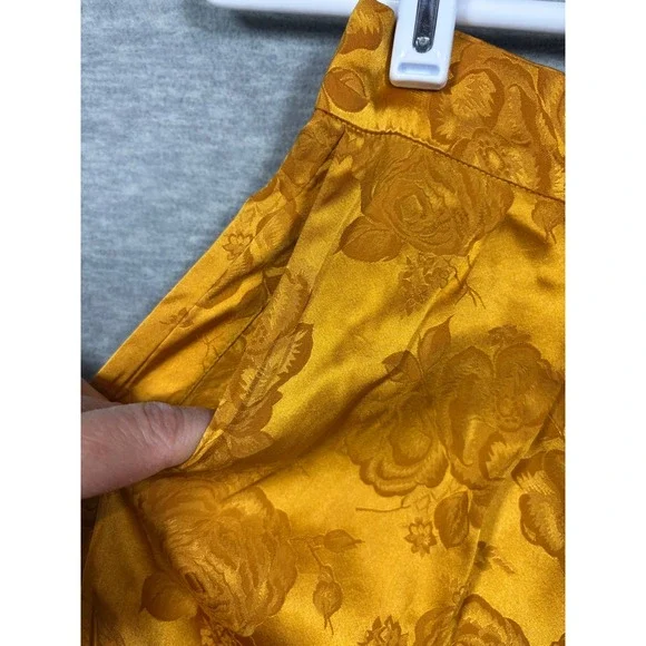 Ronny Kobo Gold Silk Blend Floral Damask Harem Pants S Marigold Yellow  Ankle - Picture 6 of 9